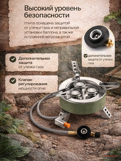 GOODSTORAGE Газовая плита туристическая в кейсе, зеленый, фото 5