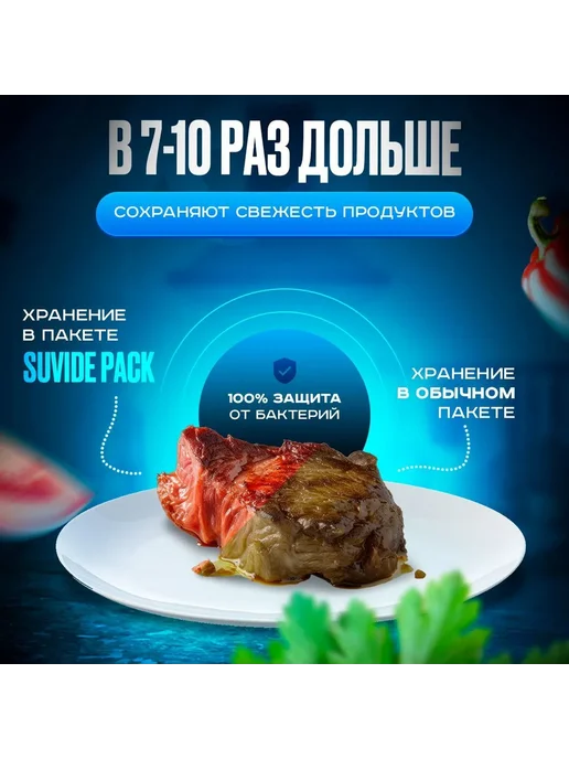 Пакеты для вакууматора рифленые микс 100 штук, белый, фото 6