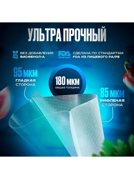 Пакеты для вакууматора рифленые микс 100 штук, белый, фото 8