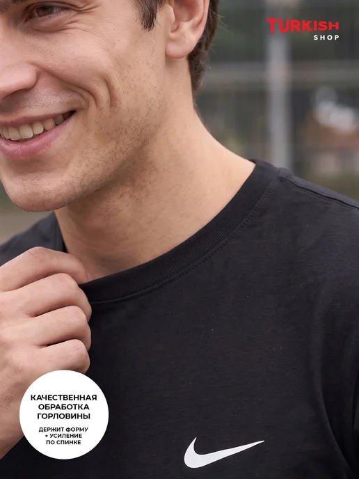 Turkish Shop Футболка мужская черная оверсайз хлопок с принтом, черный, фото 5