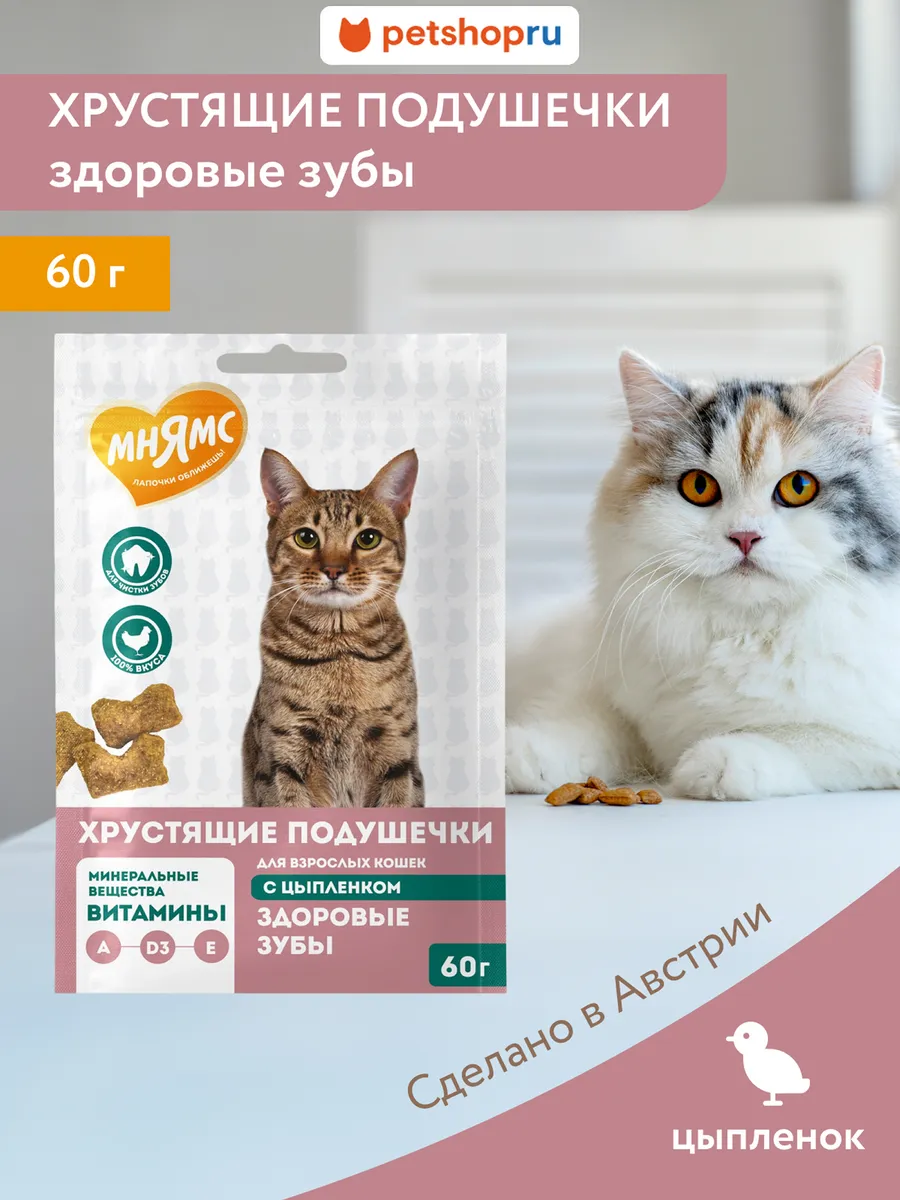 Лакомство для кошек подушечки "Здоровые зубы", 60 г