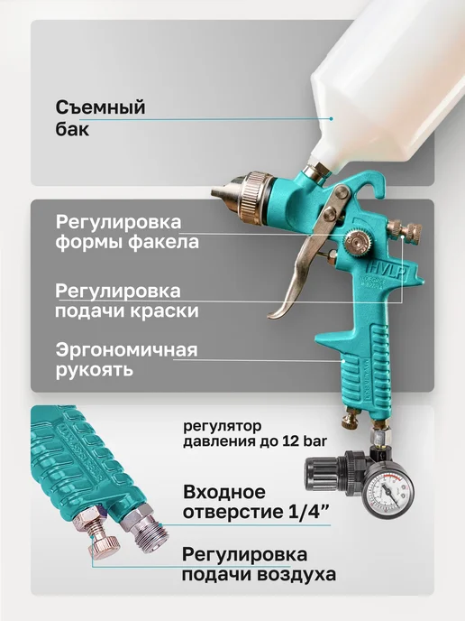 ILOforce Краскопульт с регулятором давления, голубой, фото 3