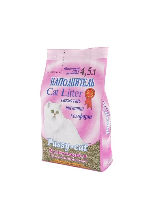 Pussy-cat Наполнитель комкующийся для кошек, розовый 4.5 л, 4,5 л, фото 3