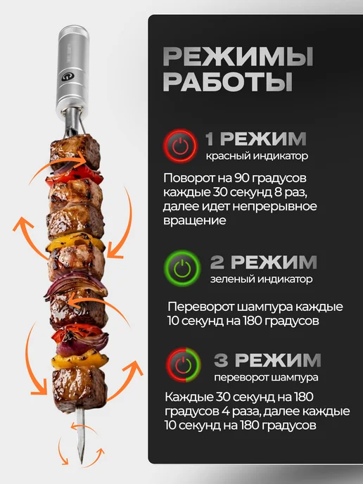 Электрические шампура для шашлыка с автоматическим вращением, вариант, фото 7