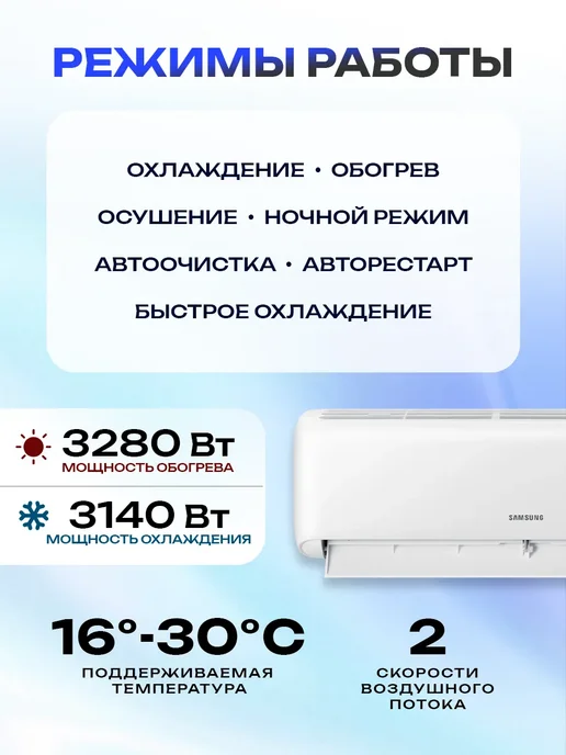 Samsung Сплит система кондиционер AR12CQHGAWK FA, вариант, фото 2