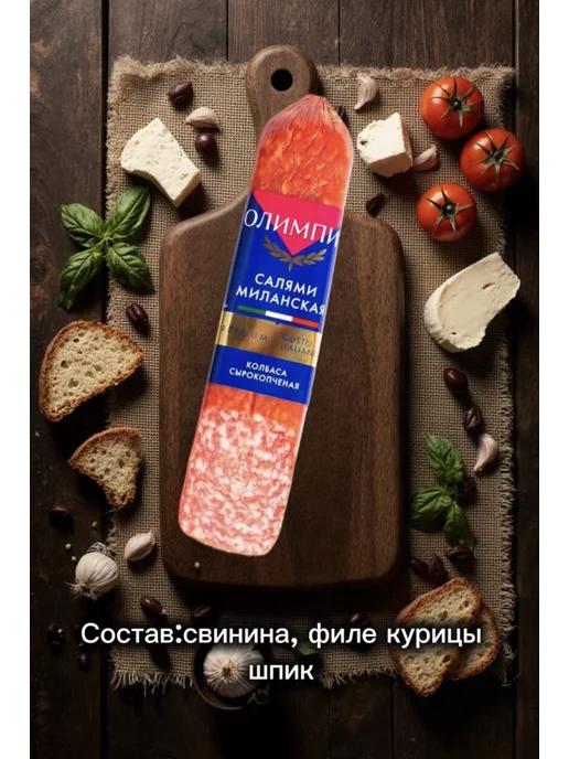 ОЛИМПИЯ Колбаса сырокопченая Салями Миланская,премиум, вариант, фото 2