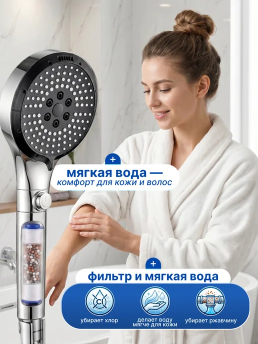 VERRUM Лейка для душа с фильтром, серый, фото 3