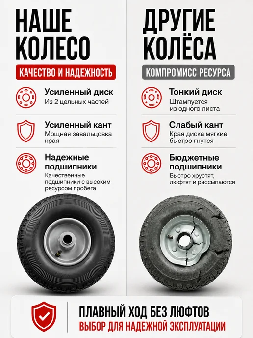 Прицеп 39 Опорное колесо для прицепа пневматическое 750 кг с хомутом, 260 мм без хомута, фото 5