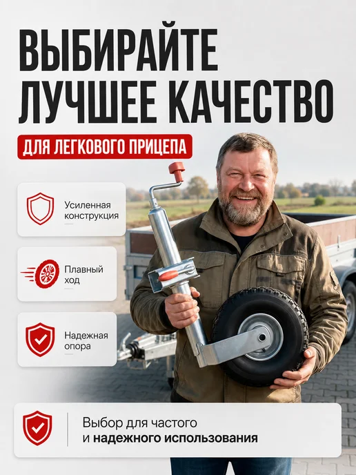 Прицеп 39 Опорное колесо для прицепа пневматическое 750 кг с хомутом, 260 мм без хомута, фото 8