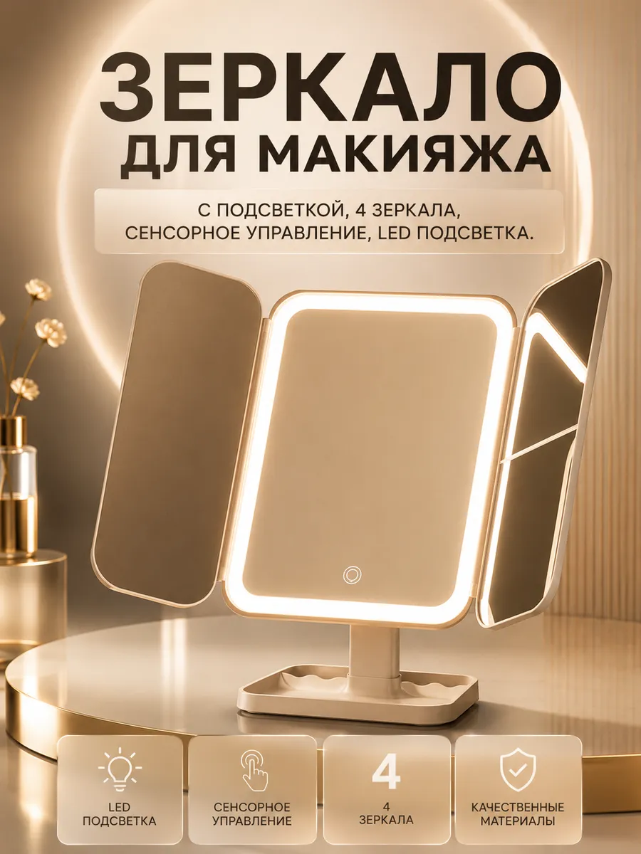 Зеркало настольное с подсветкой для макияжа