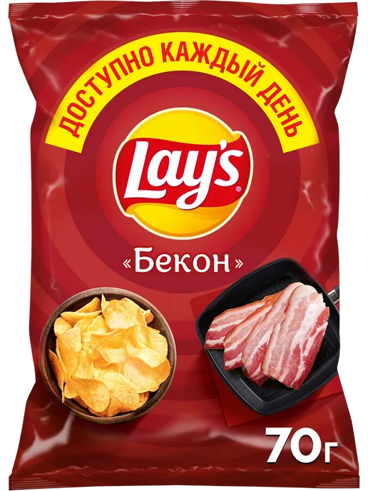Lay's Чипсы картофельные Бекон, 70г x12 упаковок, 70 г, фото 2