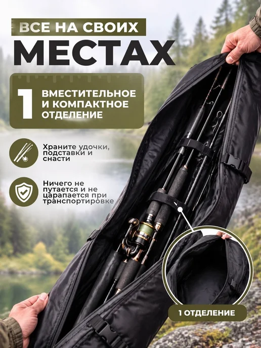 Free_Life Чехол для удочек 160см, черный, фото 7
