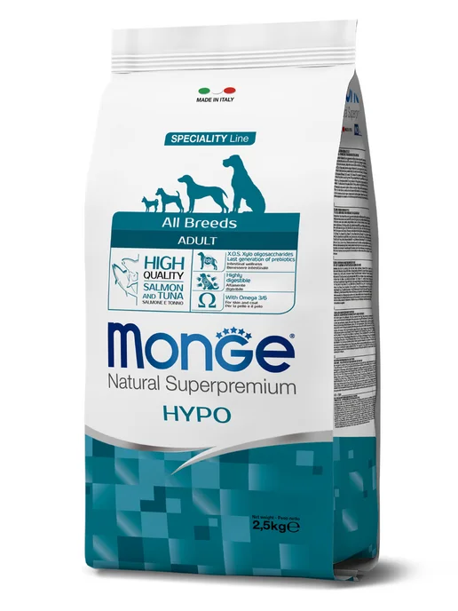 Сухой корм MONGE Hypo для собак, гипоаллергенный, лосось, тунец, 2,5 кг, фото 2
