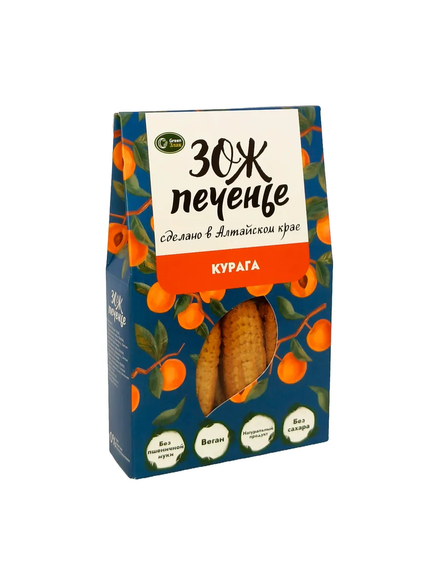 ЗОЖ печенье овсяно кукурузное с курагой, 100г