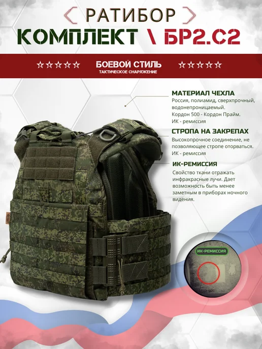 Боевой стиль Комплект Ратибор Бр2, С2 Бронежилета Невский 2-2 Цифра, зеленый, фото 7