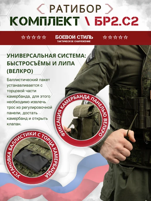 Боевой стиль Комплект Ратибор Бр2, С2 Бронежилета Невский 2-2 Цифра, зеленый, фото 8