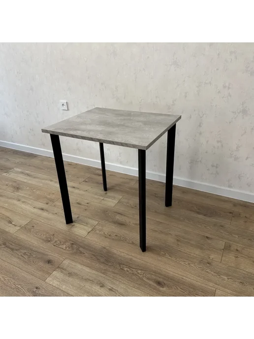 RostovStol Стол игровой бетон светлый 90*70 см. Белые ножки, 80x80 см, фото 3