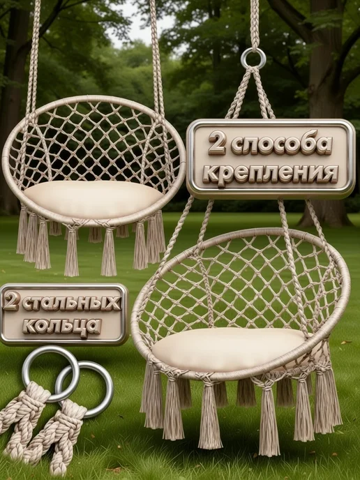 Кресло качели гамак подвесные садовые до 120 кг JL-i01 Vl, 120 кг, фото 2