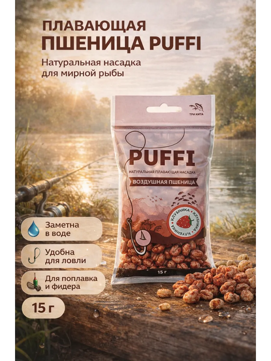 PUFFI (ПАФФИ) воздушная пшеница, Клубника, 15 г