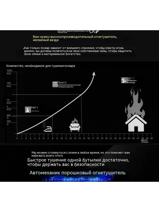 Огнетушитель SANSH Порошковый Автомобильный, 0.8 кг Auto, 800 г, фото 3