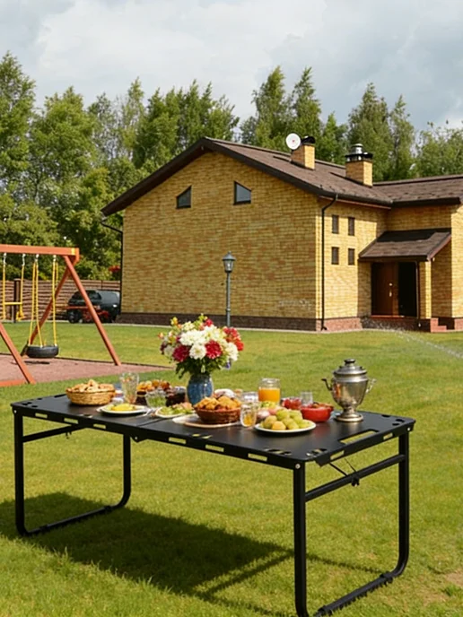 Стол садовый складной стальной для рыбалки, пикника и дачи, черный, фото 8