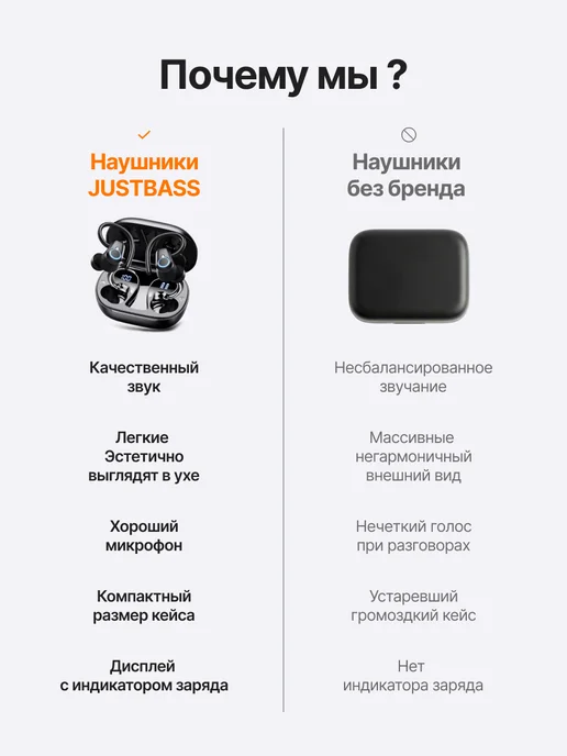 JUSTBASS Наушники беспроводные спортивные с шумоподавлением, черный, фото 5