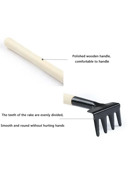 3Pcs Shovel Rake Spade Set Mini Garden Tools Wooden Handle f, 3 шт, фото 6