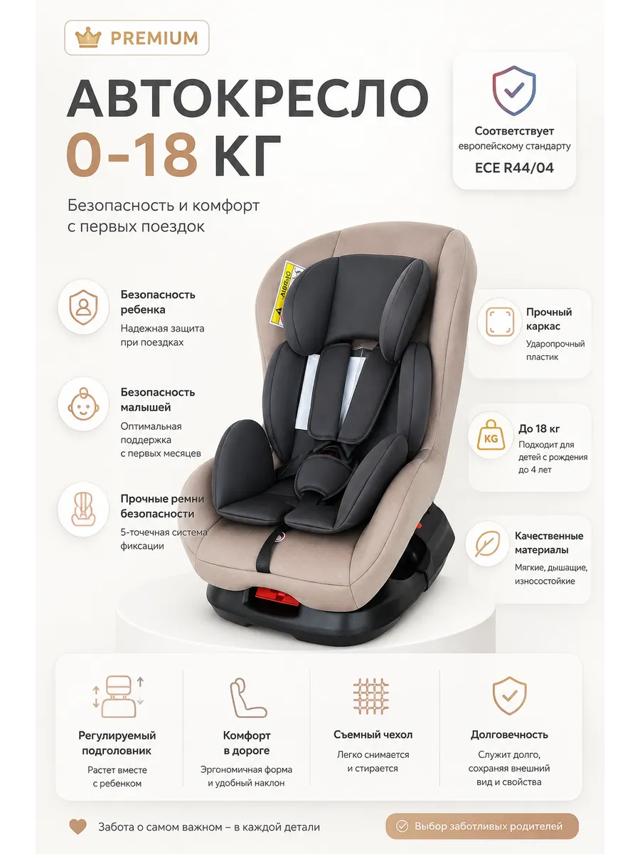 Детское Автокресло Наутилус Группа 0+/1 0-18 кг
