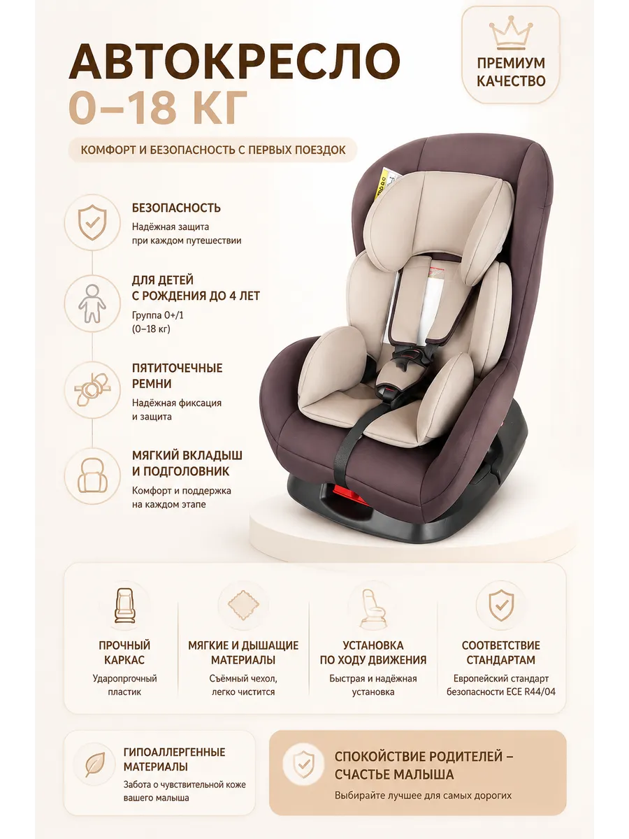 Детское Автокресло Наутилус Группа 0+/1 0-18 кг