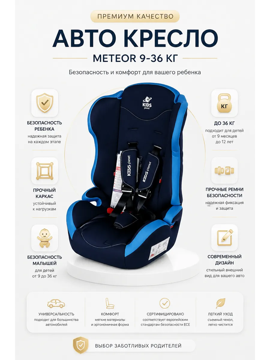 Детское Автокресло Meteor. Группа 1/2/3, 9-36 кг.