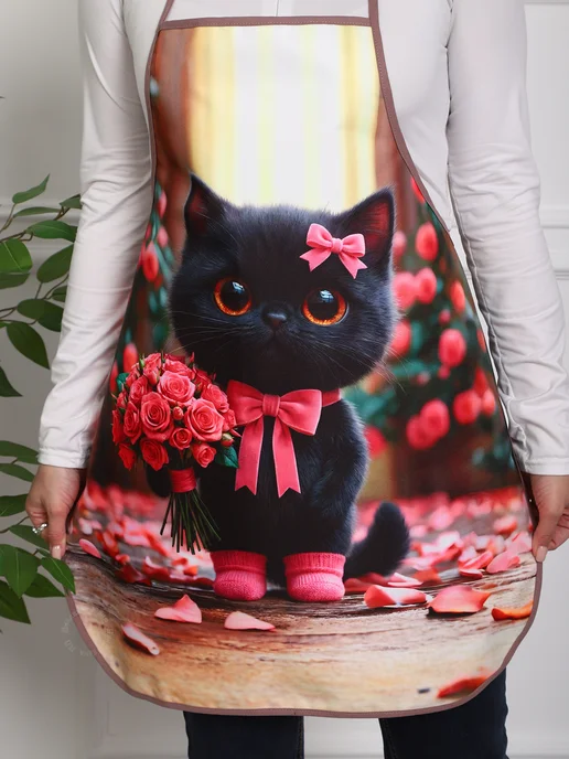Кузькина Хатка Фартук для кухни водоотталкивающий, черный, фото 2