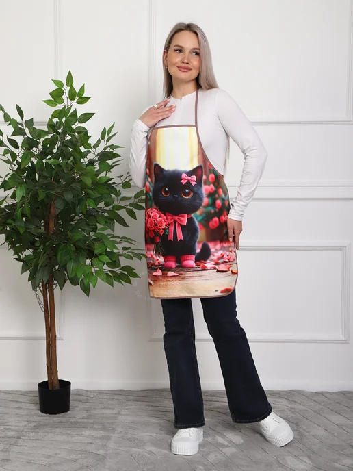 Кузькина Хатка Фартук для кухни водоотталкивающий, черный, фото 5
