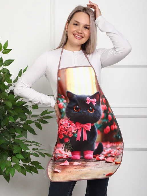 Кузькина Хатка Фартук для кухни водоотталкивающий, черный, фото 6