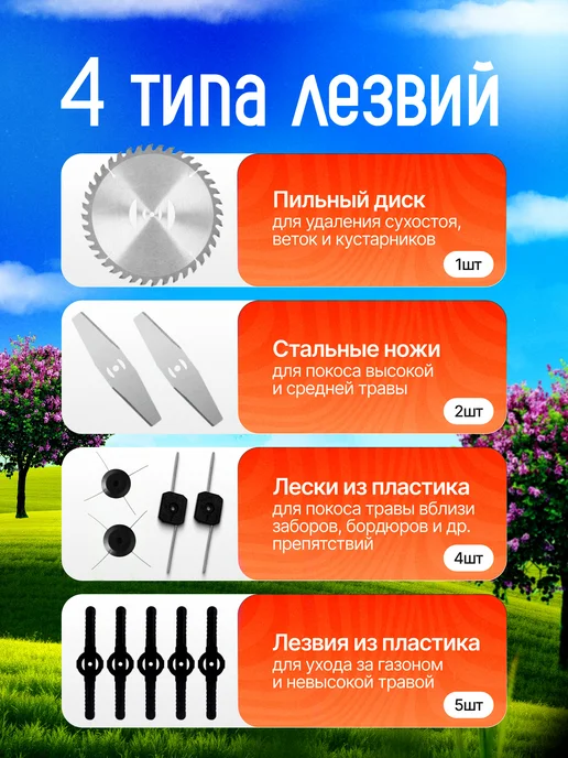 Триммер для травы аккумуляторный садовый мощный, 2 шт, фото 7