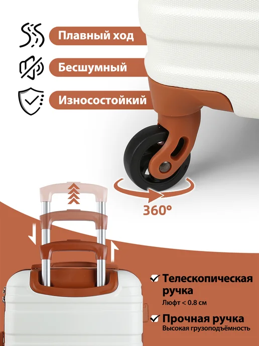 Hakimi Комплект чемоданов ручная кладь S из поликарбоната, белый, фото 3