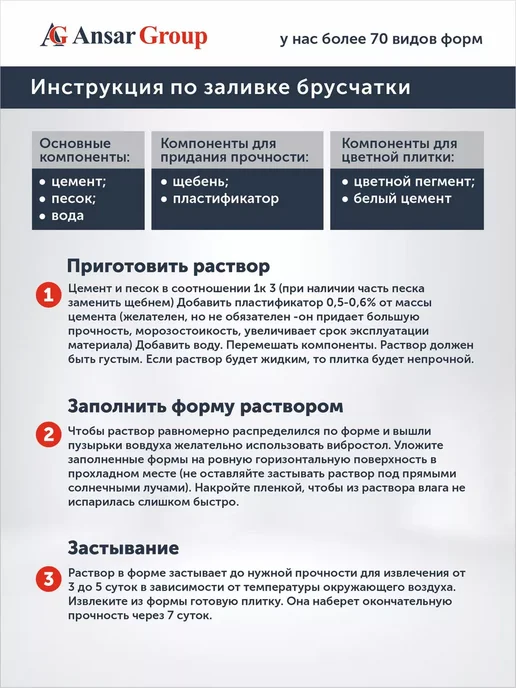 ANSAR GROUP Форма для тротуарных плит Бордюр Ребристый, 8 шт, фото 5