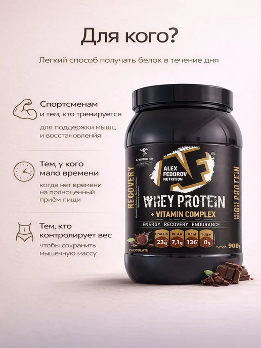 Alex Fedorov Nutrition Протеин сывороточный Whey Protein 900г, 900 г, фото 3