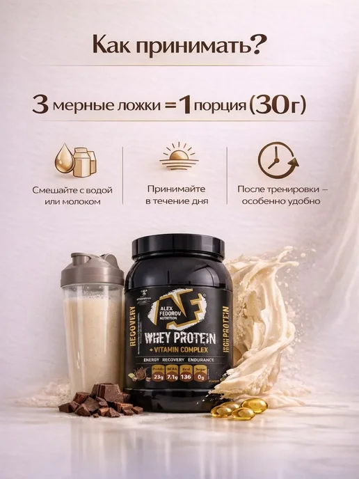 Alex Fedorov Nutrition Протеин сывороточный Whey Protein 900г, 900 г, фото 4