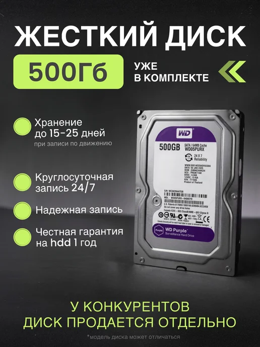 Система видеонаблюдения 5МП 8 камер POE с жестким диском 500…, белый, фото 3