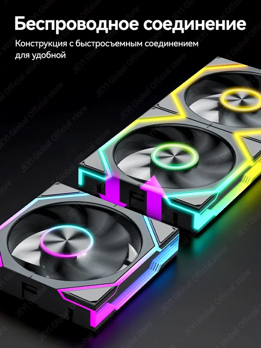 JEYI Вентилятор 120 мм, 5V, 3Pin ARGB, Белый, Обратные,3шт, 3 шт, фото 5