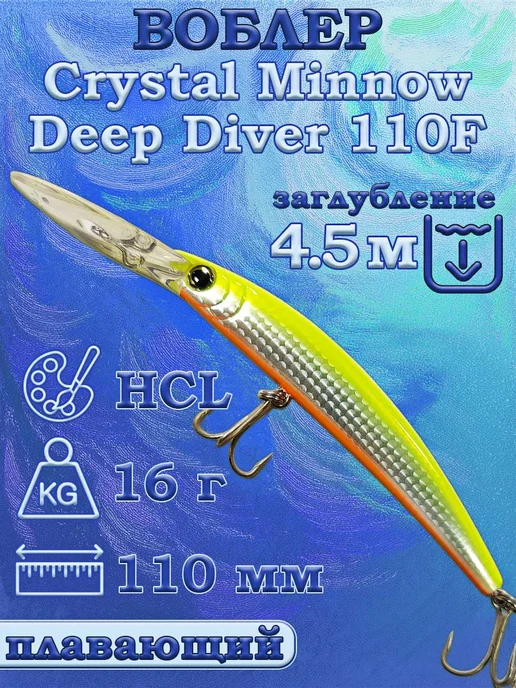 iron fish Воблер Yo-Zuri Crystal Minnow Deep Diver 110F, вариант