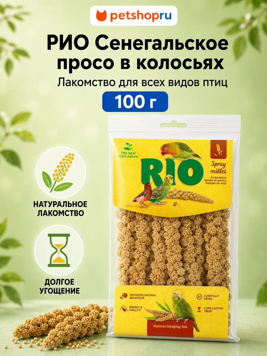 Лакомство для птиц Сенегальское просо в колосьях 100 г