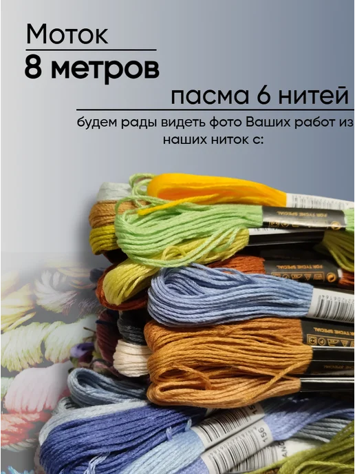 МартаАрт 15 штук Набор ниток мулине, голубой, фото 3