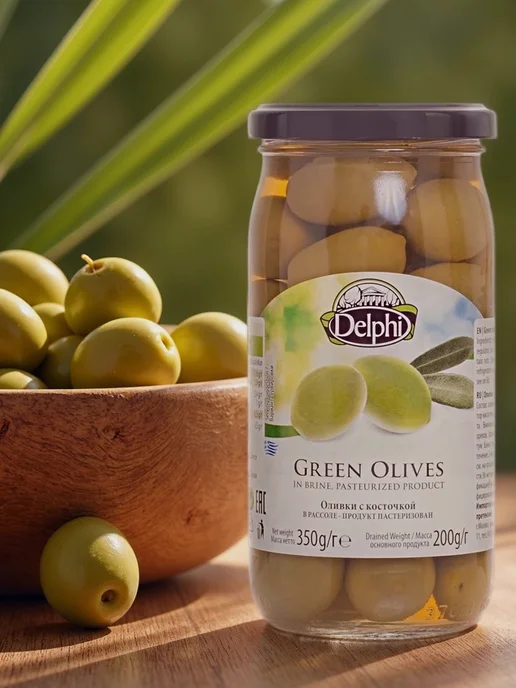 Delphi Food Оливки с косточкой в рассоле DELPHI 350г, 350 г
