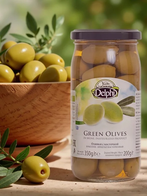 Delphi Food Оливки с косточкой в рассоле DELPHI 350г, 350 г, фото 2