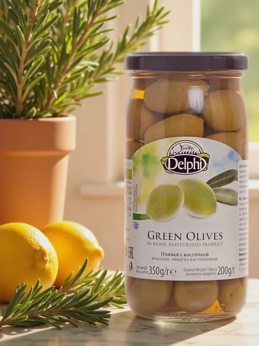 Delphi Food Оливки с косточкой в рассоле DELPHI 350г, 350 г, фото 3