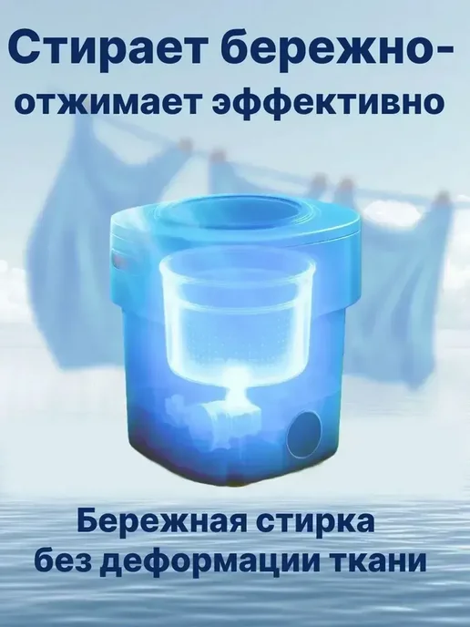 Портативная стиральная машина 20л фиолетовая, с отжимом, 20 л, фото 5