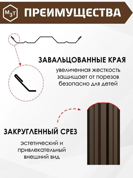 МосЗаводТеплиц Штакетник металлический для забора 1,5 м М-образный 20 шт, 1,5 м, 20 шт, фото 5