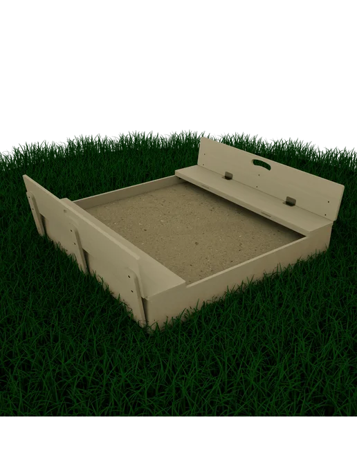 Rusandbox Песочница деревянная на улицу с крышкой-лавочкой 120х80, 110x110, фото 4