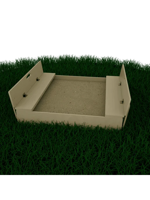 Rusandbox Песочница деревянная на улицу с крышкой-лавочкой 120х80, 110x110, фото 6